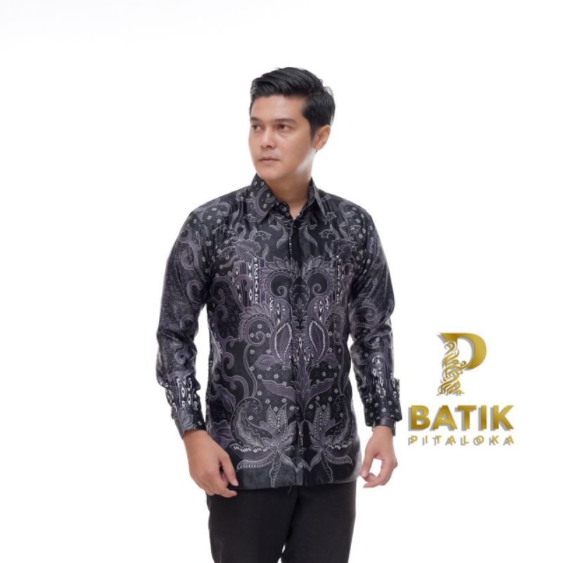 KEMEJA BATIK SEMI SUTRA SILKY HIJAU SAGE PREMIUM SUPER EMBOZS BERFURING LENGAN PANJANG m l xl xxl fashion pria exclusif