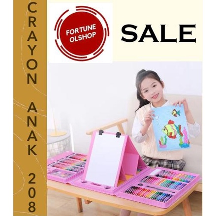 (FO)Crayon Anak Pengasah 208pcs Set Alat Menggambar Melukis Anak-anak Crayon Cat Air Pensil BEST SELLER