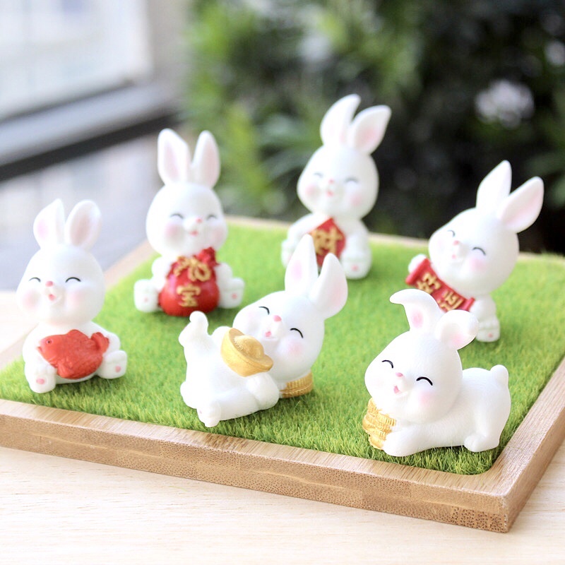 Jual miniatur kelinci cny, imlek, sincia utk topper cake, hiasan, art n