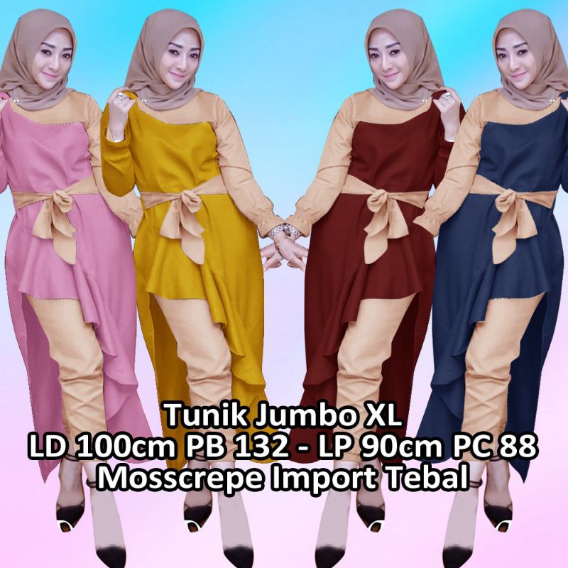 ONE SET WANITA TERBARU STELAN TUNIK DAN CELANA PANJANG