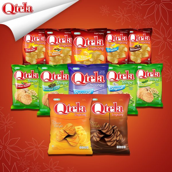 QTELA KERIPIK SINGKONG RASA ORIGINAL/BBQ/BALADO 60 GRAM Kemasan tanggung Zahira MART
