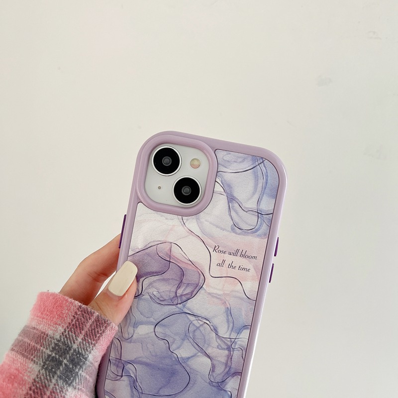 Casing Case HP iPHONE 11 12 13 14 Pro Max 14 Plus iPHONE XR XS Max Case iPHONE 13 Ungu Gadis marmer Wanita Ins Cantik