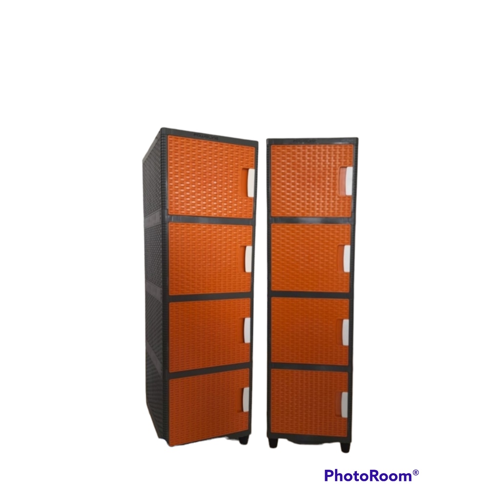 Lemari Pakaian Rotan Sliding Flip Door Pintu 4 Susun Tabitha