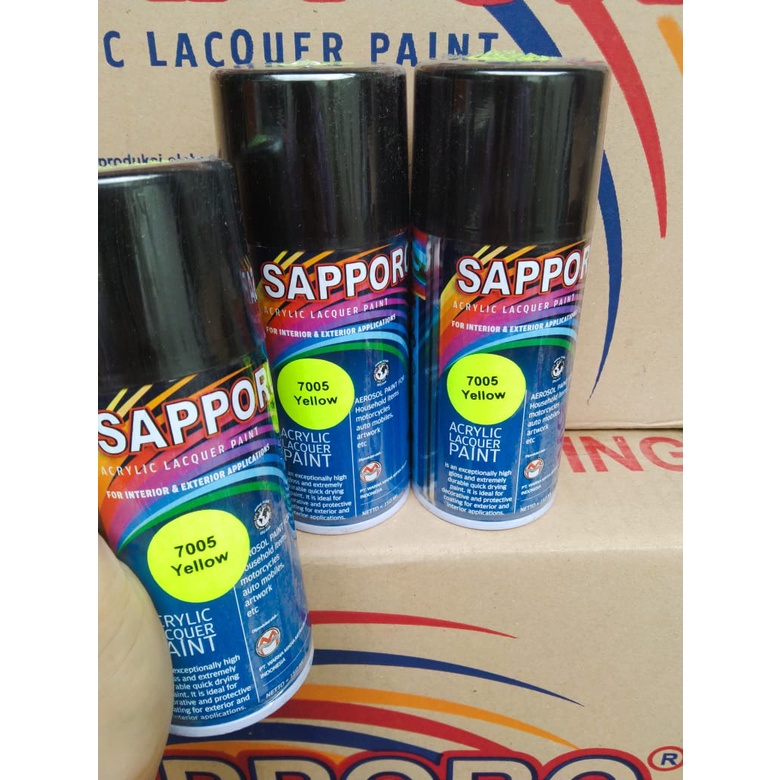 saporo acrylic lacquer paint pilok pilox cat spray sapporo 150ml saporo 7005 stabilo kuning yellow 150ml