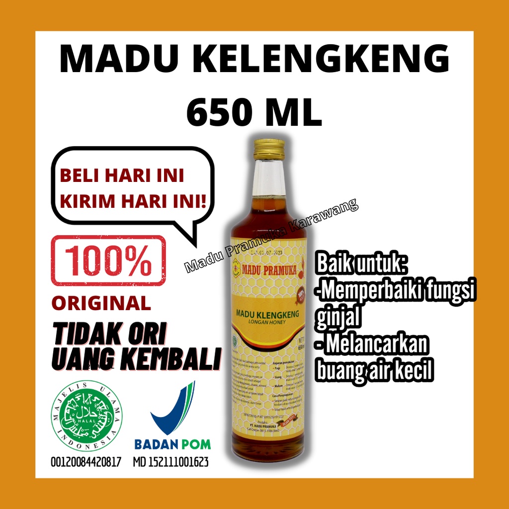 

MADU ASLI MADU ORIGINAL MADU PRAMUKA KLENGKENG 650 ML