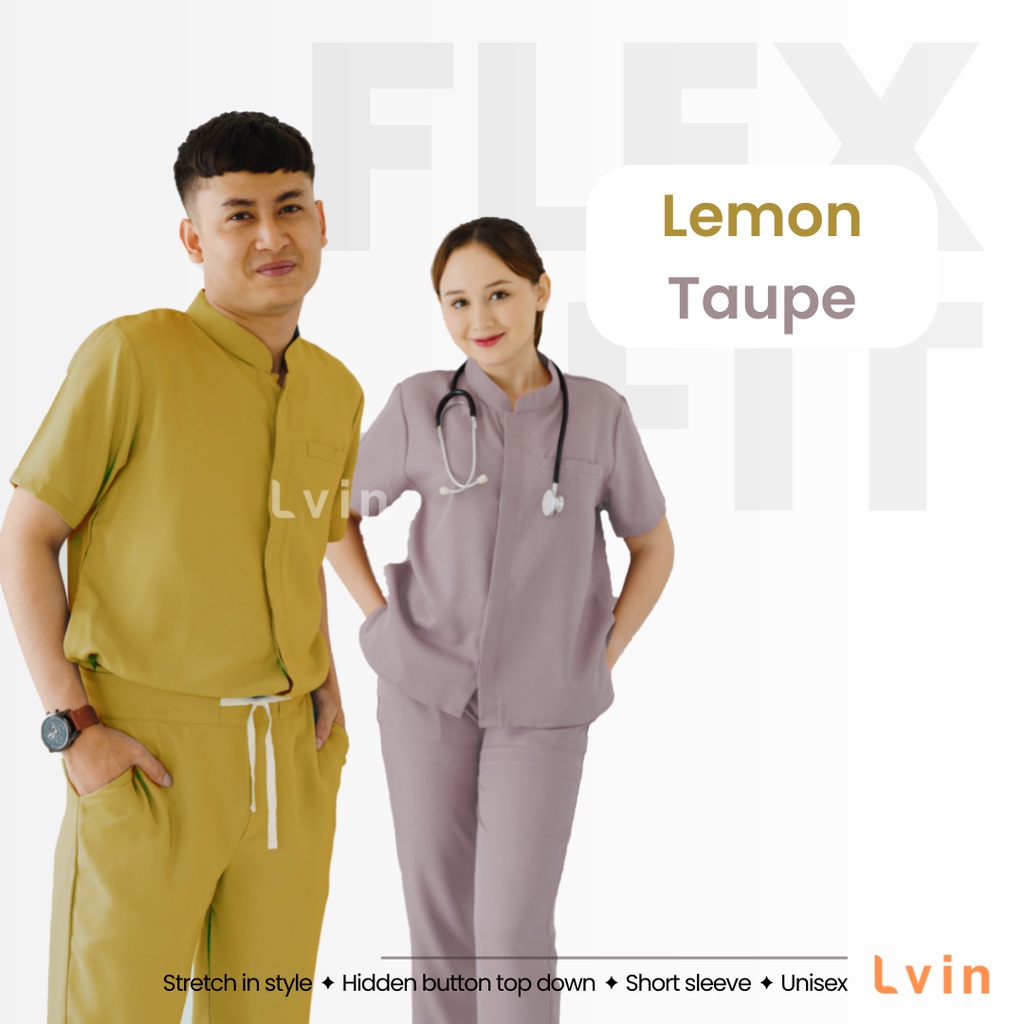 [ Lvin ]  FLEX FIT - Baju OKA  / Baju Jaga / Set Baju Celana Jaga Oka / Dokter Lengan Pendek / Baju OK / Baju Scrub