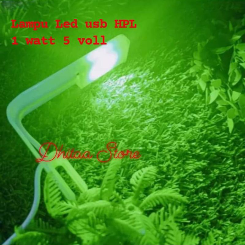 LAMPU hias aquarium LED USB HPL 1watt 5 Voll  cahaya HIJAU