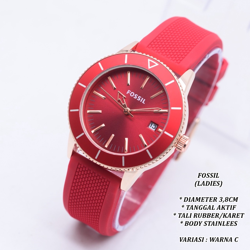 (BISA COD) JAM TANGAN WANITA F-07 FASHION TALI RUBBER BODY BULAT STAINLEES TANGGAL AKTIF