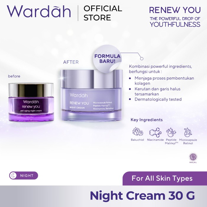 Wardah Renew You Anti Aging Night Cream - Pelembab Anti Aging - 15 g