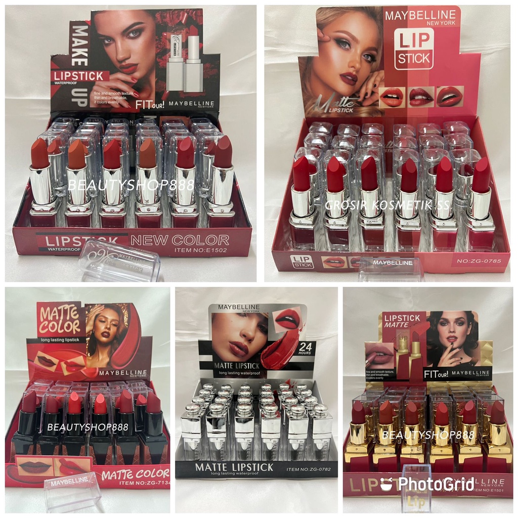 [12PCS] Lipstick Matte Maybelline Waterproof / Lipstick Batang Maybelline