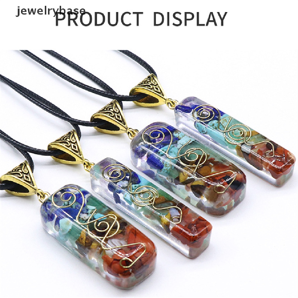 Kalung Rantai Liontin Batu Kristal Orgonit Energi Orgonite Hex Piramida 7 Chakra Untuk Pria