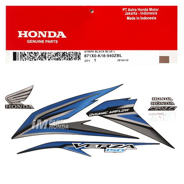 871X0-K18-940ZBL Stiker Verza 150 2015 Bold Black Hitam Biru Kiri
