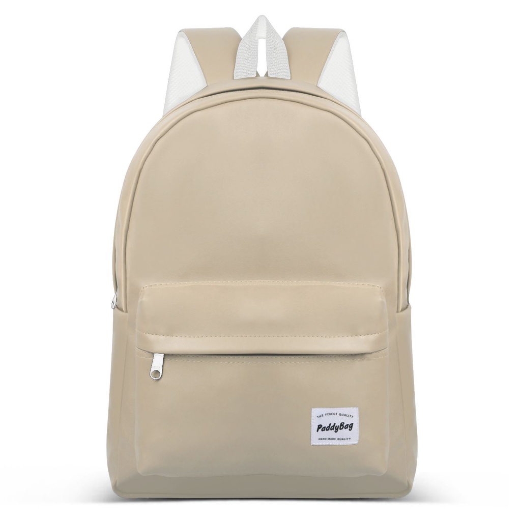 Leather Backpack - Tas Ransel Kulit Sekolah Serbaguna-Light Beige