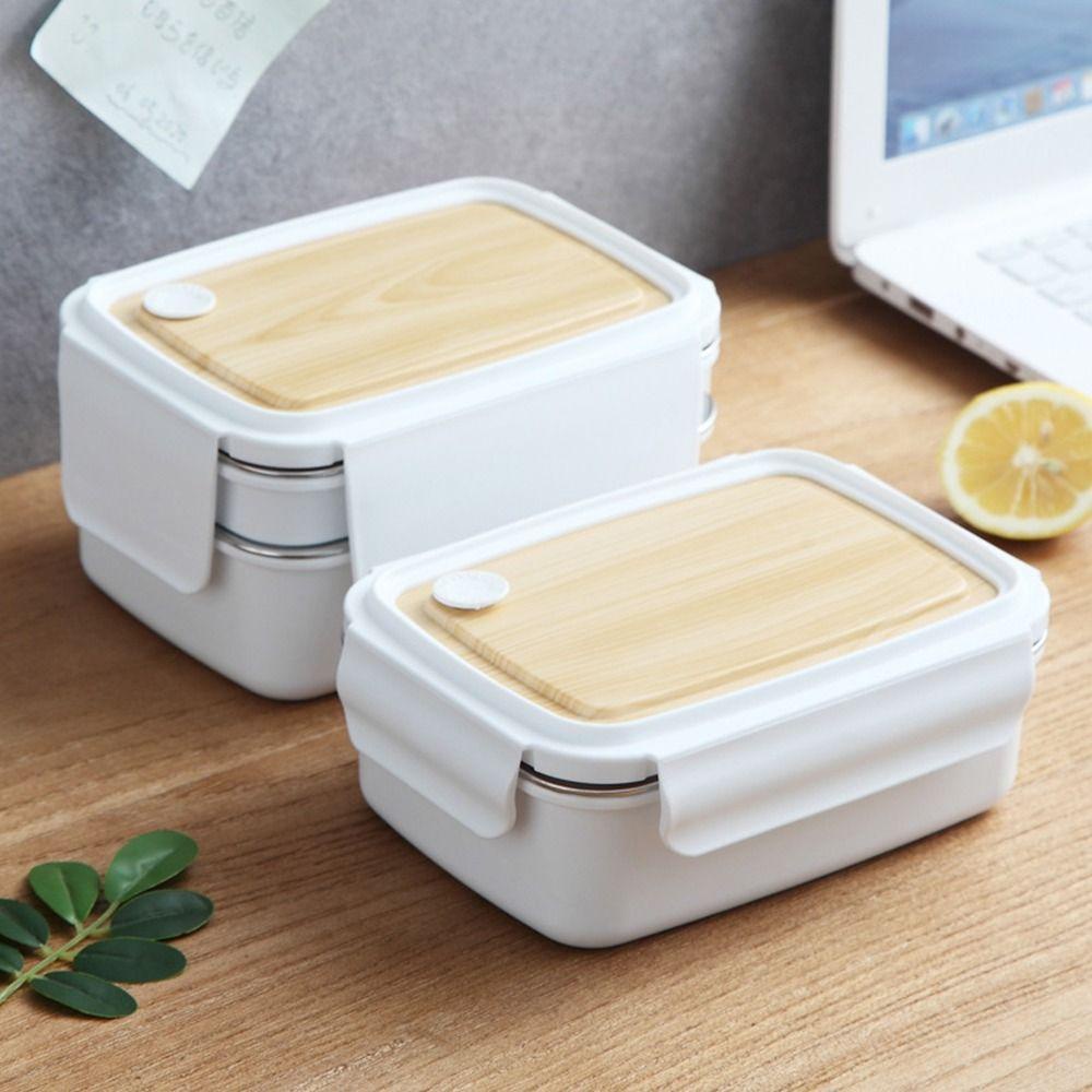 Top Lunch Box Portable Persegi Panjang Grid Untuk Pelajar Pekerja Kantor Wadah Makanan