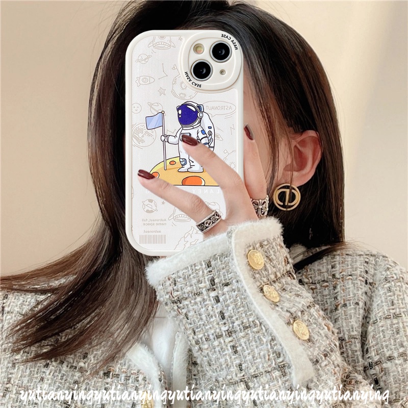 Soft Case Desain Kartun NASA Astronauts Balon Oval Untuk IPhone 13 11 12 14 Pro MAX XR 7 8 Plus 6 6s Plus 14 Plus X XS MAX SE 2020
