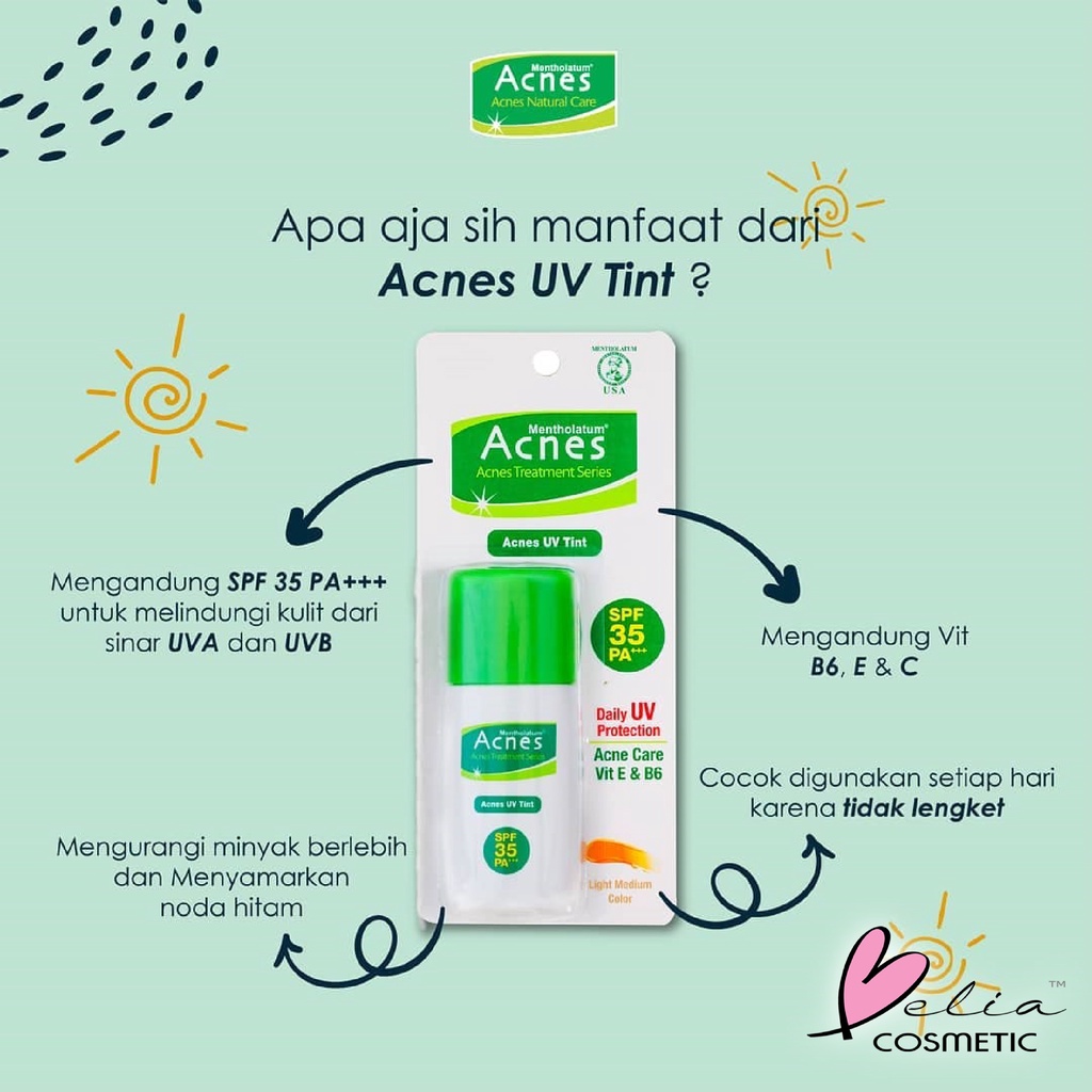 ❤ BELIA ❤ Acnes UV Tint SPF35PA+++ Daily UV Protection Acne Care Vit E &amp; B6 35gr | BPOM