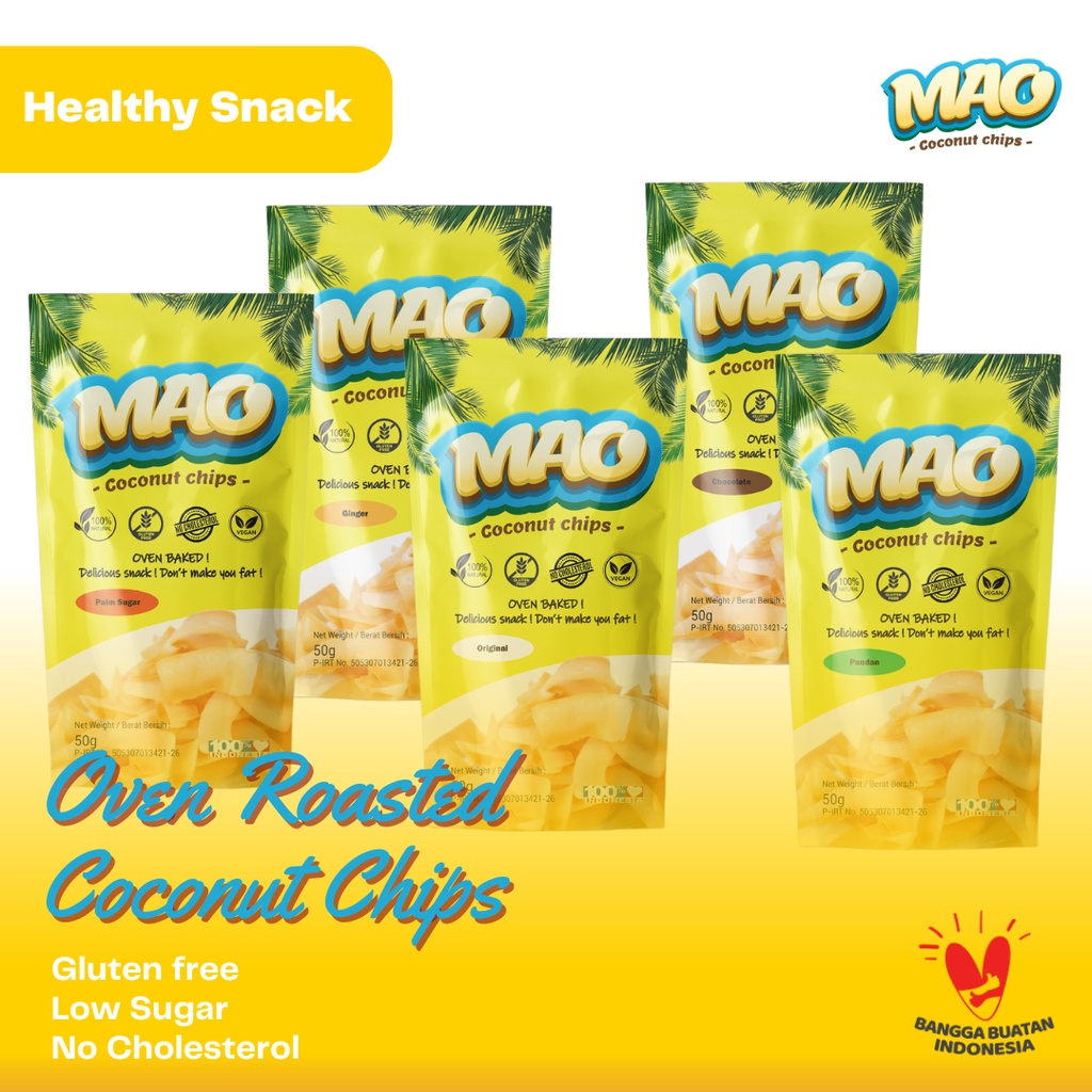 

MAO COCONUT CHIPS 40g-50g | Keripik Kelapa Panggang - Camilan Diet Sehat