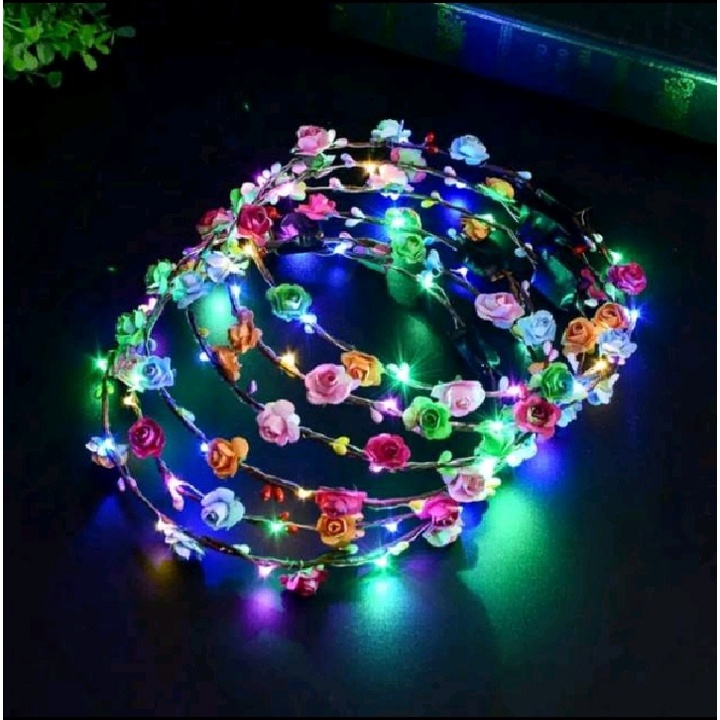 Bando Mahkota Bunga LED /Bando Flower Pesta Nyala /Bando Pesta 2023