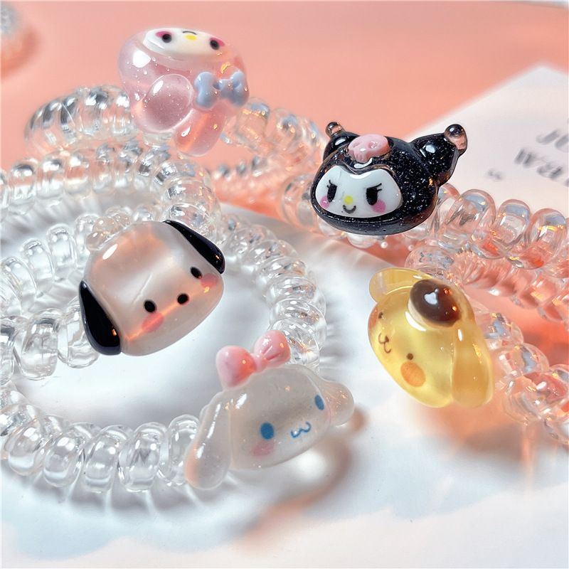 IKAT RAMBUT SANRIO MELODY CINNAMOROLL KUROMI POMPOMPURIN POCHACCO DOG HAIR TIE MODEL KABEL TELEPON LUCU