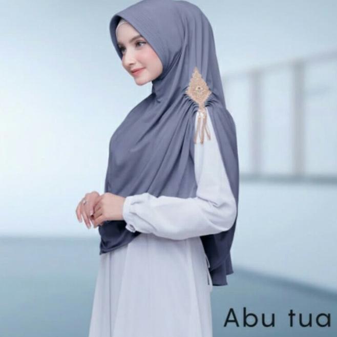 Hijab ORI Khimar Syari Renda Prada Emas Import Quality - Magenta