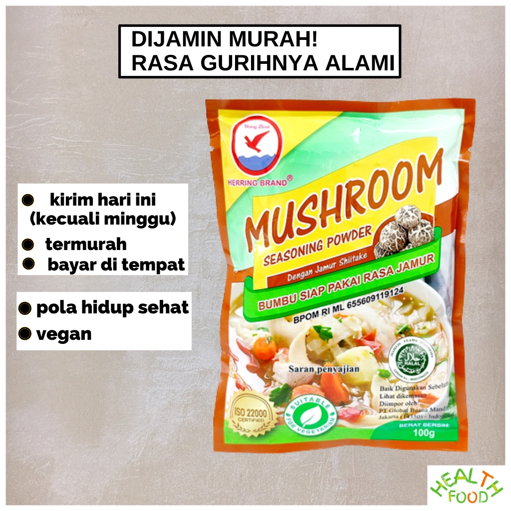 kaldu jamur penyedap rasa Jamur Shitake Herring Brand Mushroom Seasoning Powder