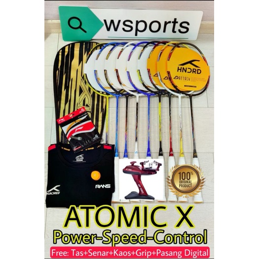 Raket Badminton Hundred ATOMIC X POWER SPEED CONTROL 35 38 LBS Original AtomicX