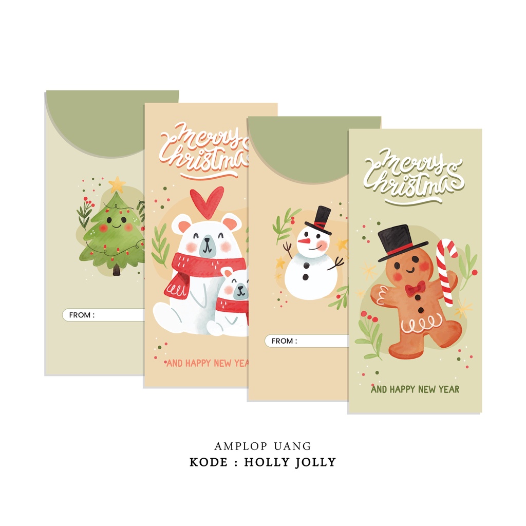 

(ISI 8 PCS) AMPLOP NATAL CUSTOM NAMA | ANGPAU CHRISTMAS PREMIUM - HOLLY JOLLY SET