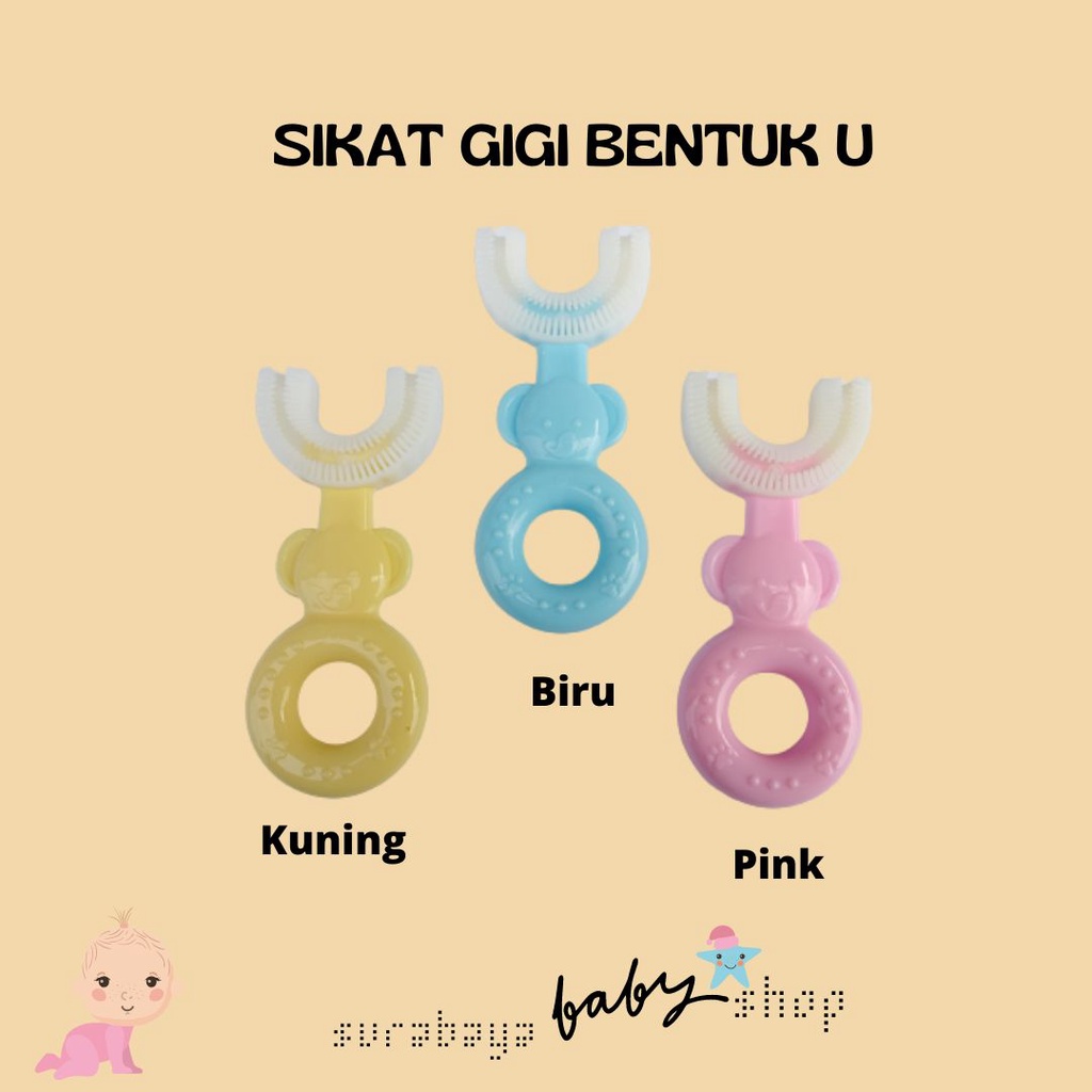 SIKAT GIGI ANAK BENTUK U / SIKAT GIGI ANAK SILIKON BPA FREE / SIKAT GIGI BAYI CATERLOVE 384200