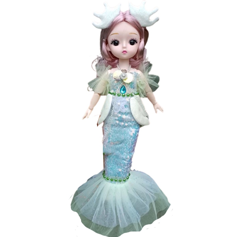 Mainan Boneka Barbie Bercahaya Musik Mermaid Putri Bergerak Sendi Ikan Hadiah Ekor