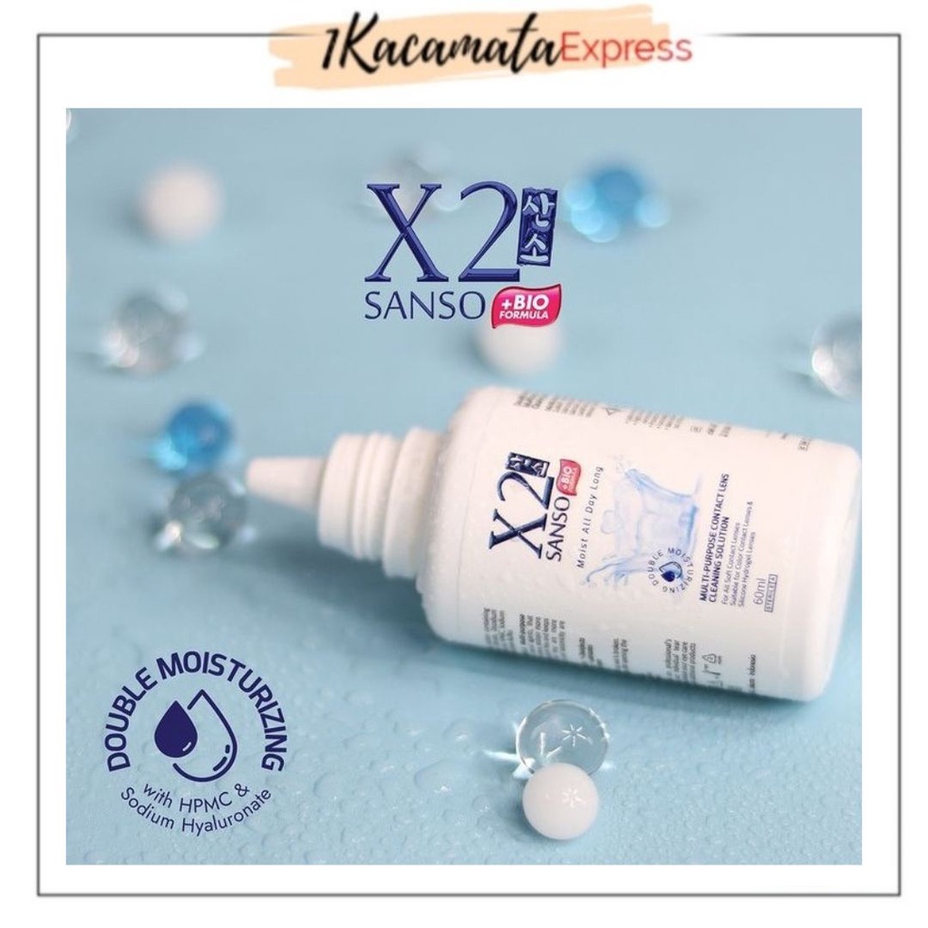 AIR PEMBERSIH X2 SANSO + BIO FORMULA MOIST 60ML CAIRAN SOFTLENS