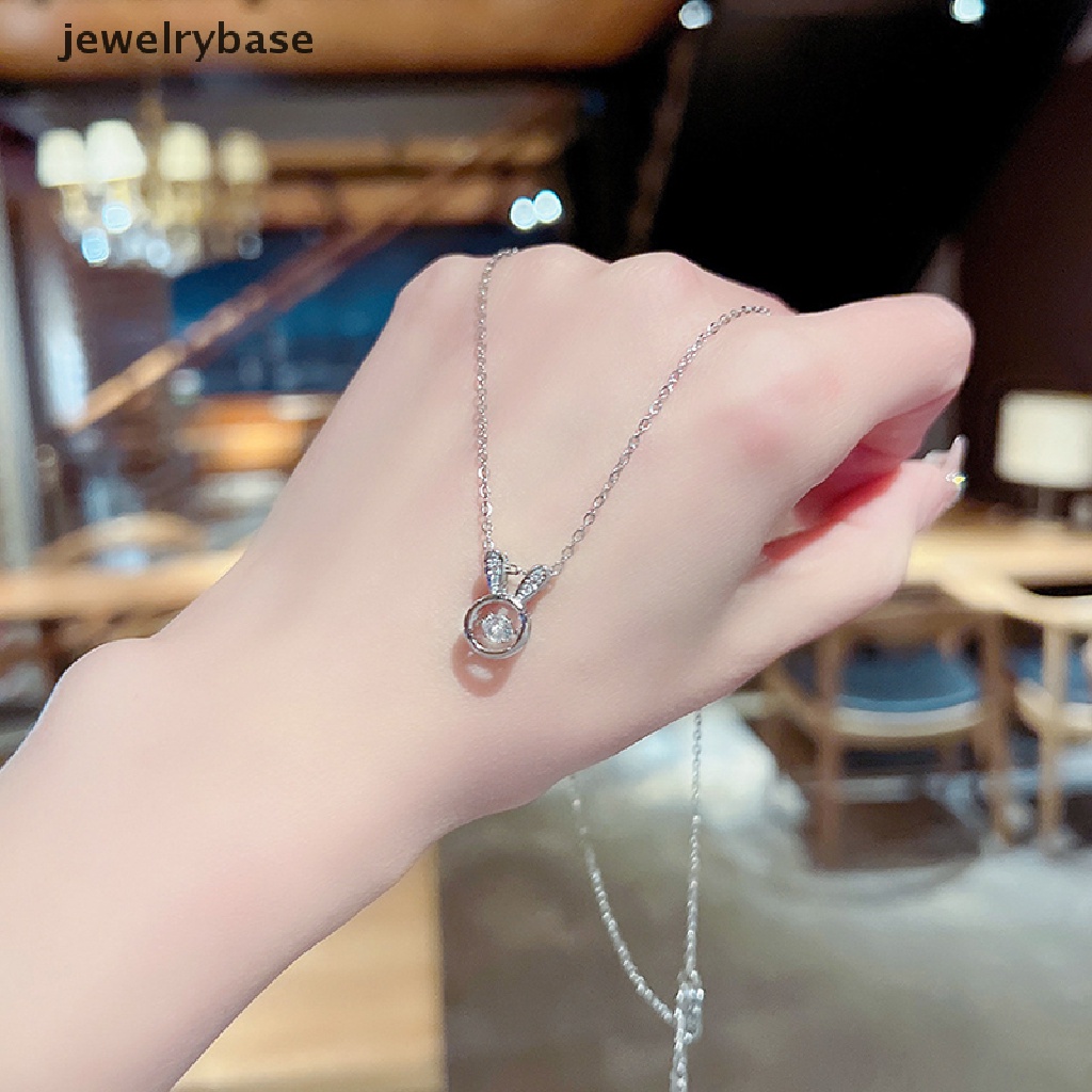 Kalung Choker Bahan Titanium Steel Dengan Liontin Kelinci Hias Zirconia Untuk Wanita