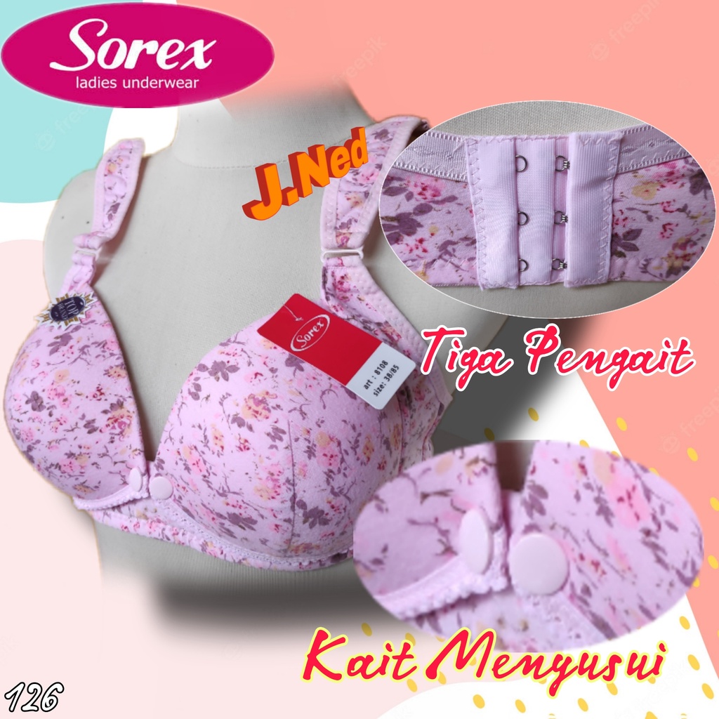 J126 BRA MENYUSUI SOREX 8108 BUSA TANPA KAWAT KANCING DEPAN SIZE 36-42