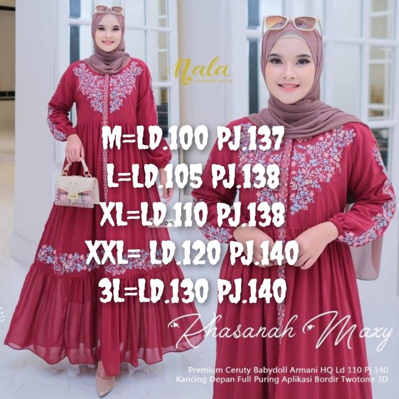 [COD] khasanah Maxy / UKURAN M,L,XL,XXL JUMBO gamis ceruty bordil BEST SELLER