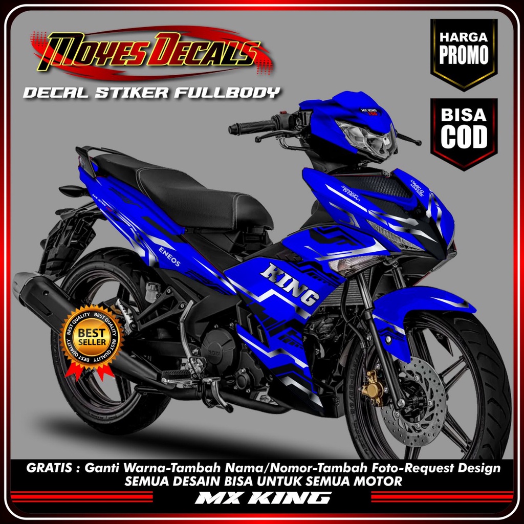 Decal Sticker Mx King Old/New 150 - Motif Matrixlinne Biru Variasi