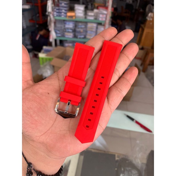 Strap tali jam tangan silicon merah Size 22mm lembut