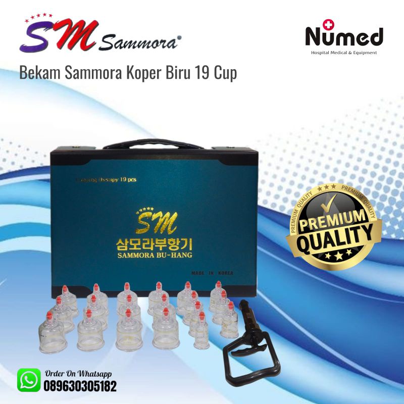 Kop Alat Bekam Sammora isi 19 Koper Biru Original Korea / Sammora Bu-Hang isi 19 Cup