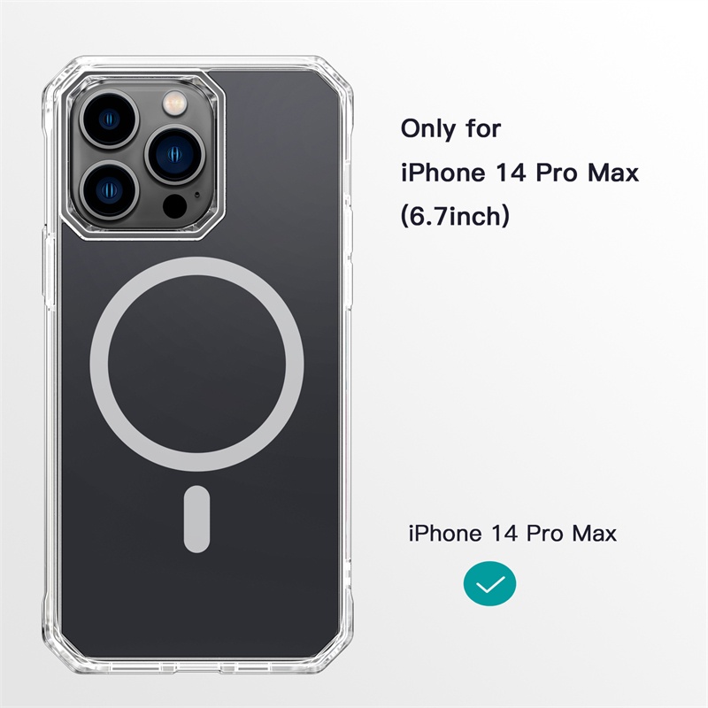 Case Magnetik Transparan Shockproof Untuk IPhone 14 Pro Max 14 Plus