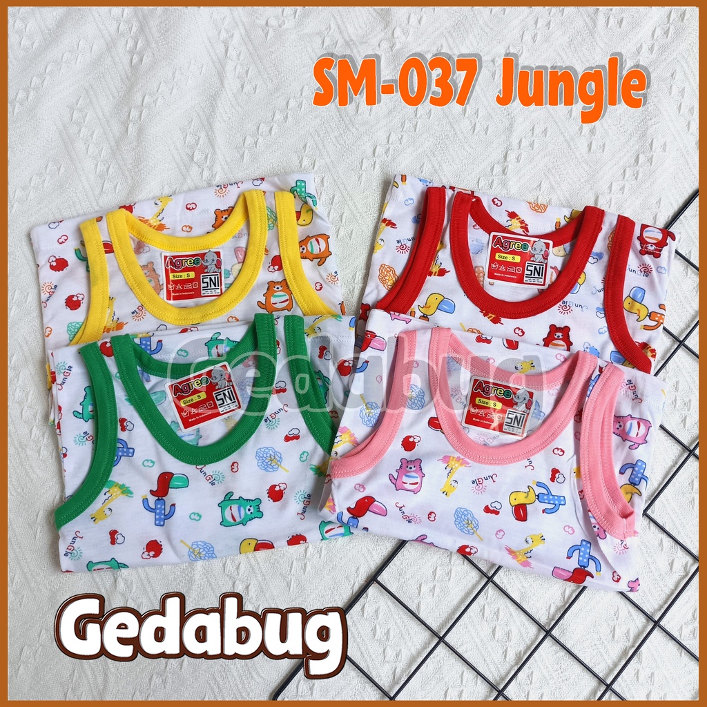 3 Pcs - Singlet Agree Kids SM - 037 Jungle | Singlet Anak motif lucu &amp; bahan berkualitas | Gedabug