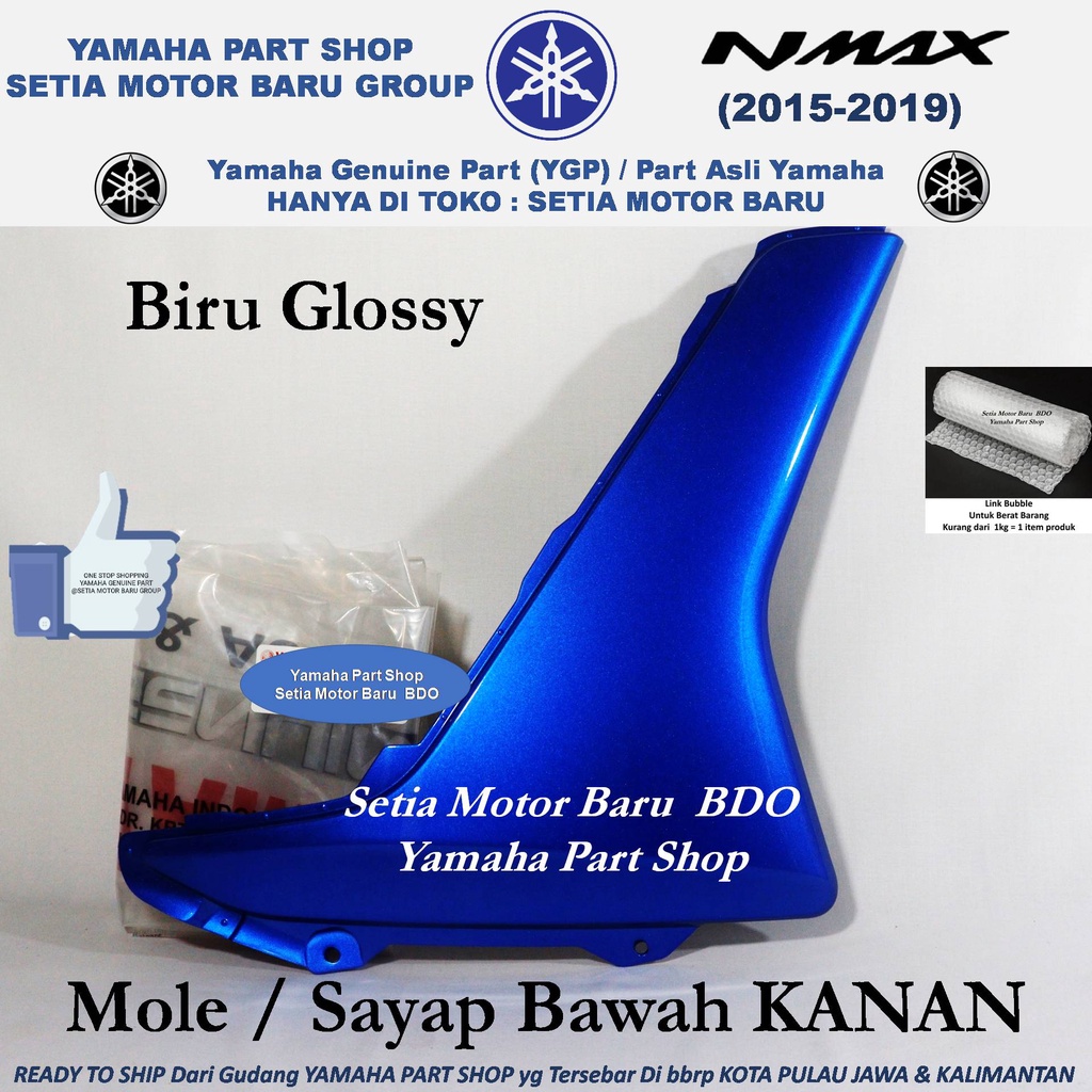 Sayap Side Cover Mole Biru Glossy Vivid Purplish Kanan Nmax N Max Old Lama Asli Yamaha Bandung