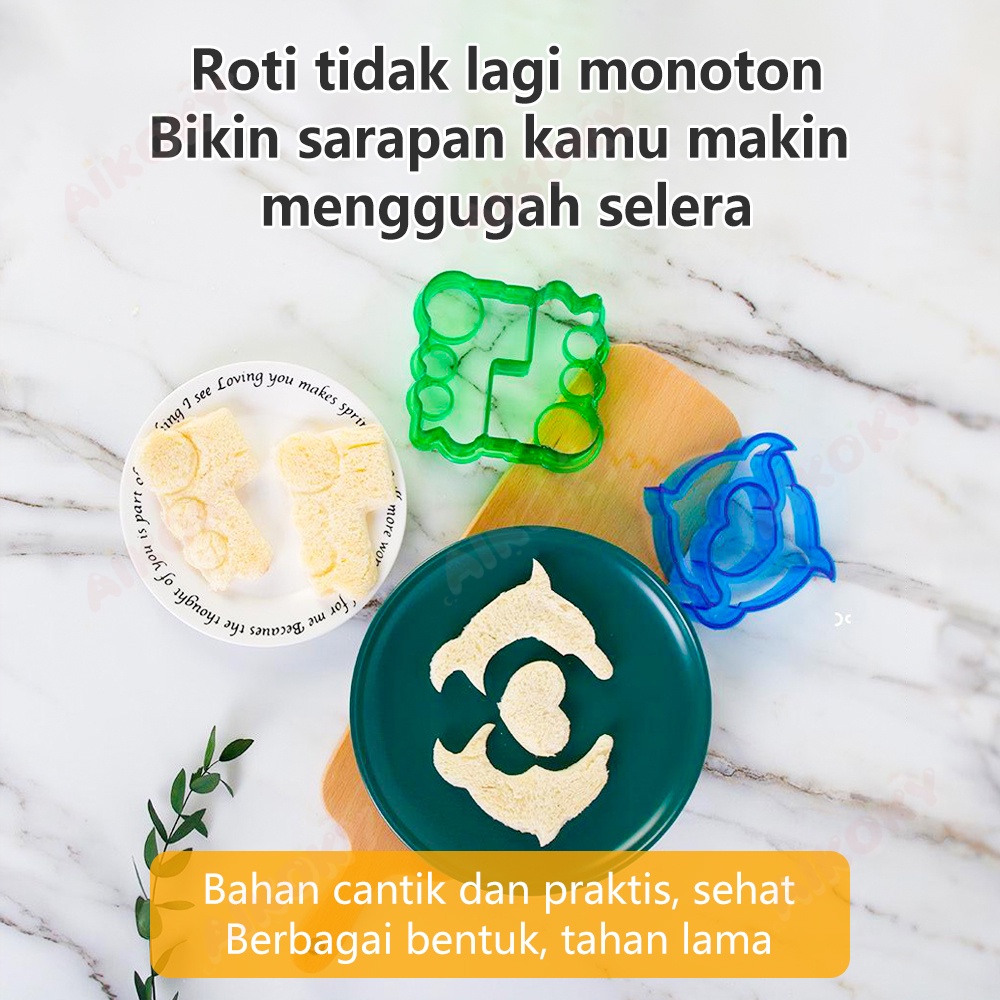 Aikoky Cetakan Pemotong Roti Biskuit Sandwich/Cetakan Bekal Anak DIY