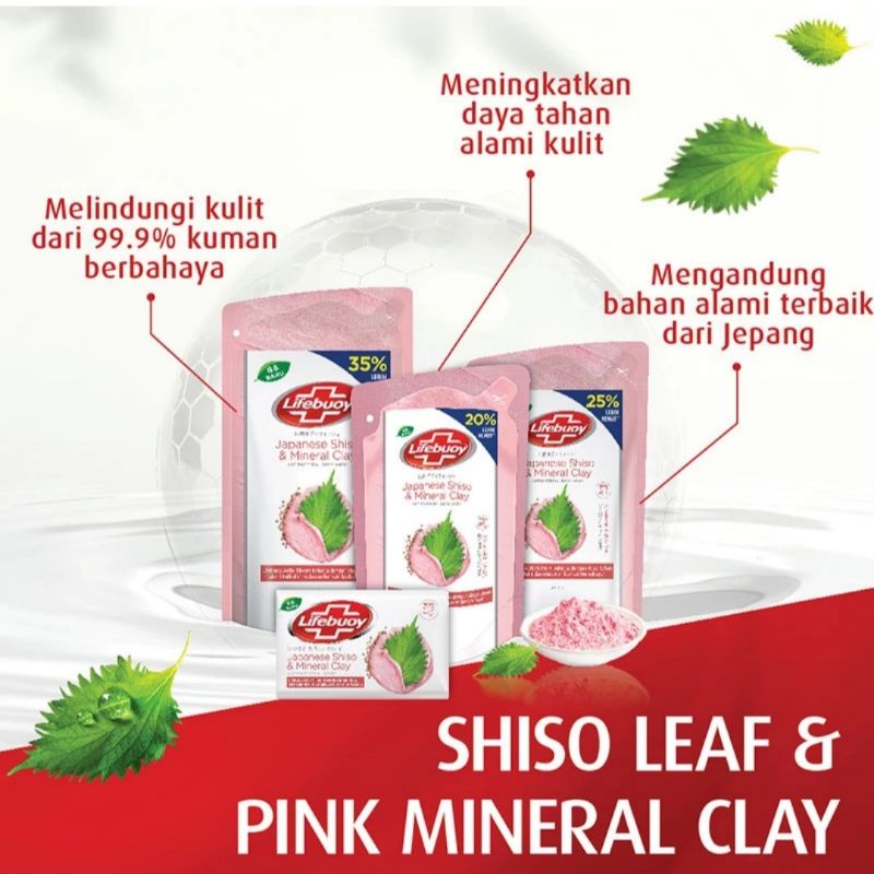 LIFEBUOY Sabun Mandi Cair Liquid Shiso &amp; Mineral Clay / Yoghurt Care 450ml