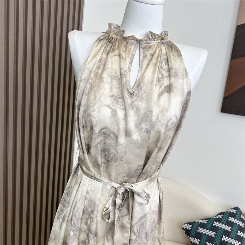 Suhao Original |Han Yujia Purple Halter Neck Strapless Dress Summer Girl Pure Desire Tie Pinggang Pinggang Satin High-end Sensasi Rok