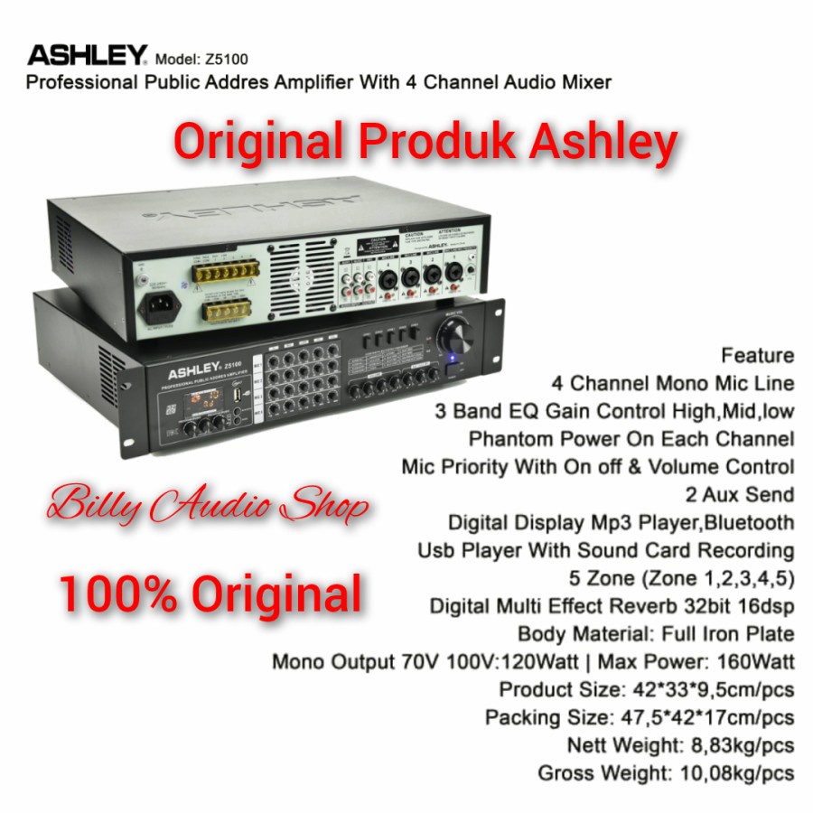 Amplifier Karaoke Ashley Z5100 4Channel Produk Ashley