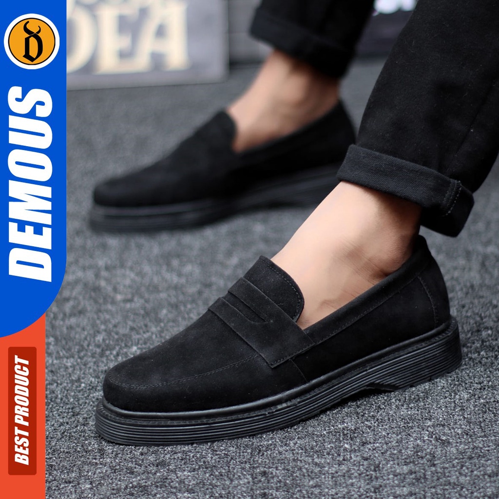 DEMOUS Vai - Sepatu Loafers Docmart Low Boots Pantofel Formal Kerja Pria