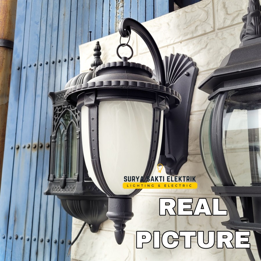 LAMPU DINDING GANTUNG KLASIK MODERN HITAM HIAS OUTDOOR UKURAN BESAR