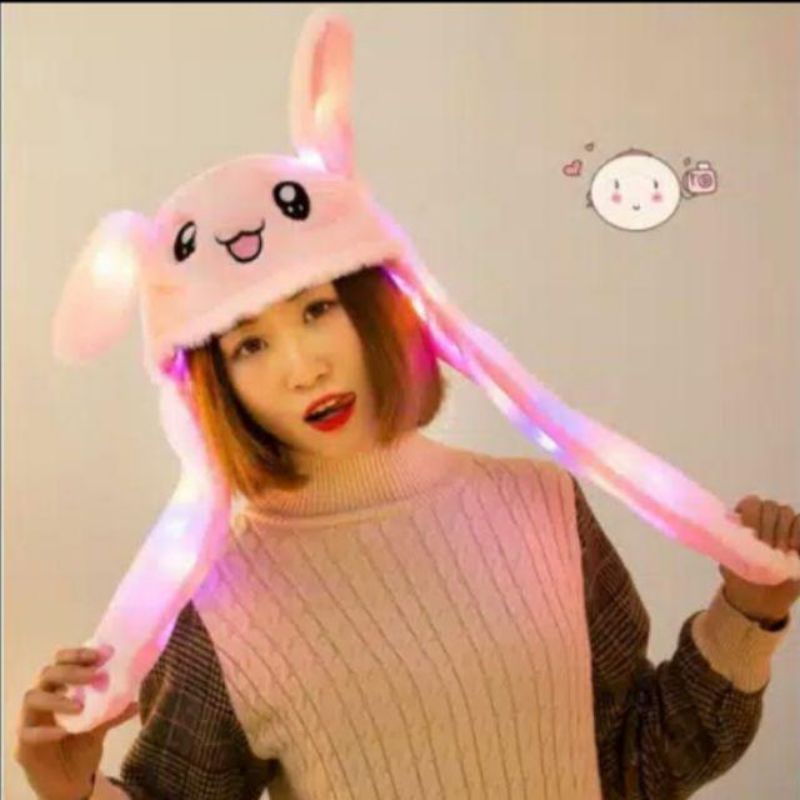 BUNNY HAT - TOPI KELINCI ADA LAMPU LED BISA MENYALA