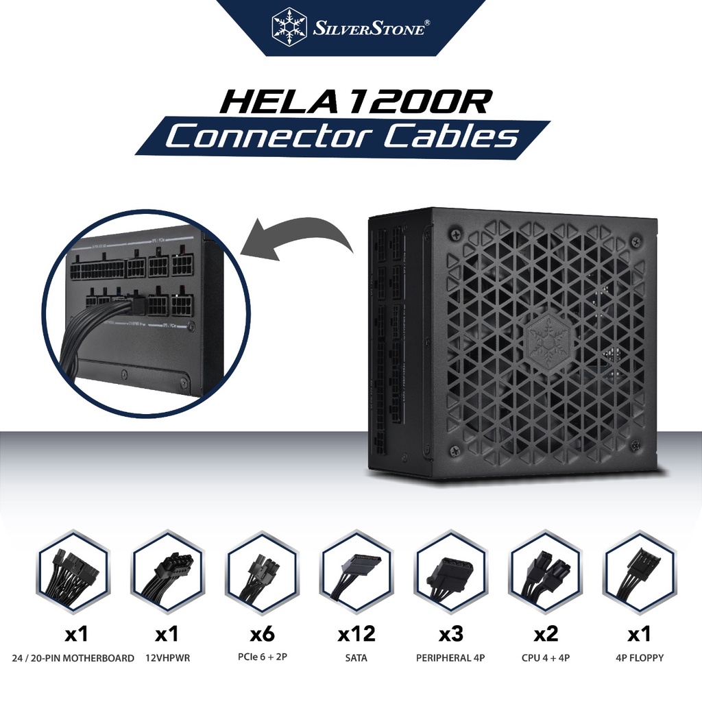 PSU SILVERSTONE HELA 1200W CYBENETICS PLATINUM | PCIE 5.0 HA-1200R-GM