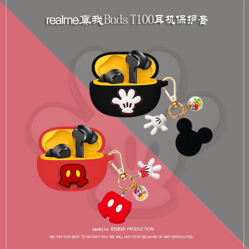 Case Pelindung Headphone Wireless Bluetooth Motif Minnie Mickey Mouse Untuk Realme Buds T100