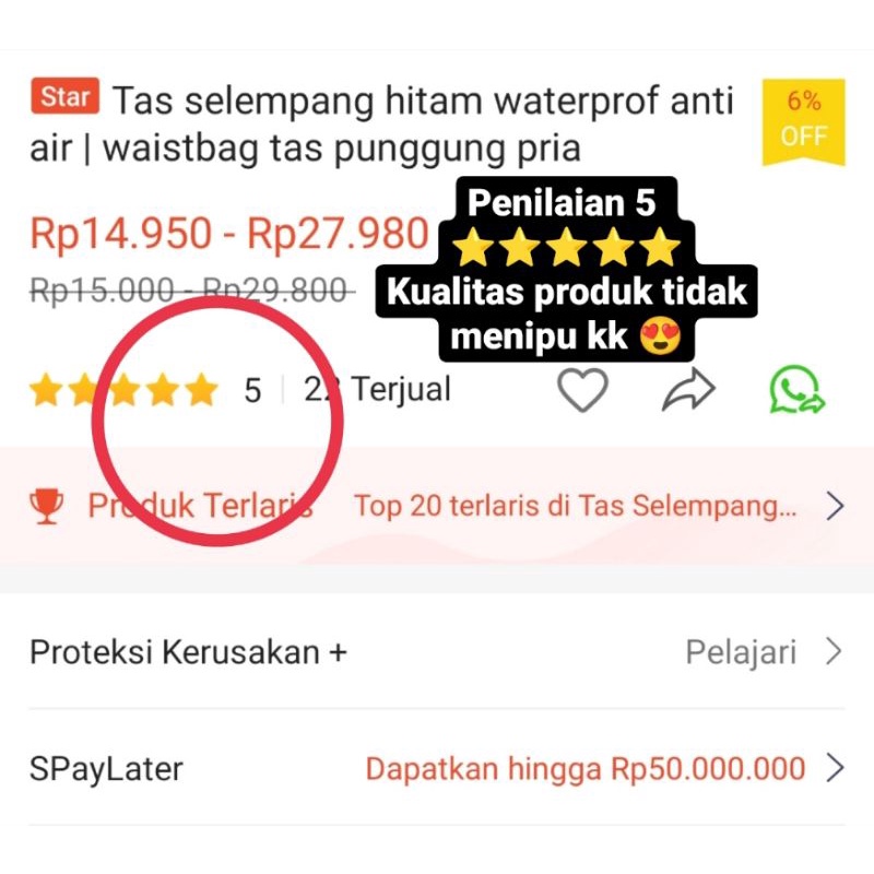 Tas selempang hitam waterprof anti air | waistbag tas punggung pria