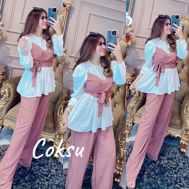 Lesty One Set Crinkle / Setelan Wanita Terbaru